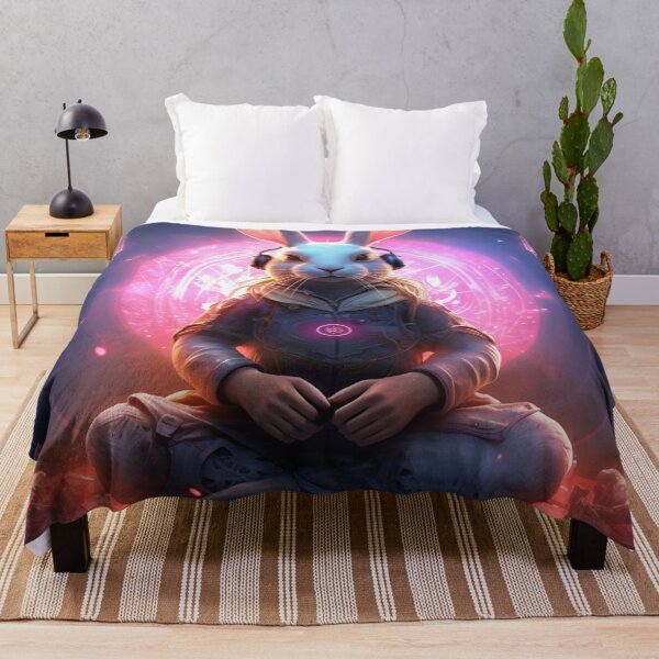 Item preview, Bunny with cosmo lights around it meditateing cyber designed and sold by Russellcurtis.