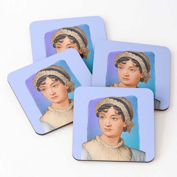 Item preview, English writer Jane Austen - blue - illustration  designed and sold by Litstoy.