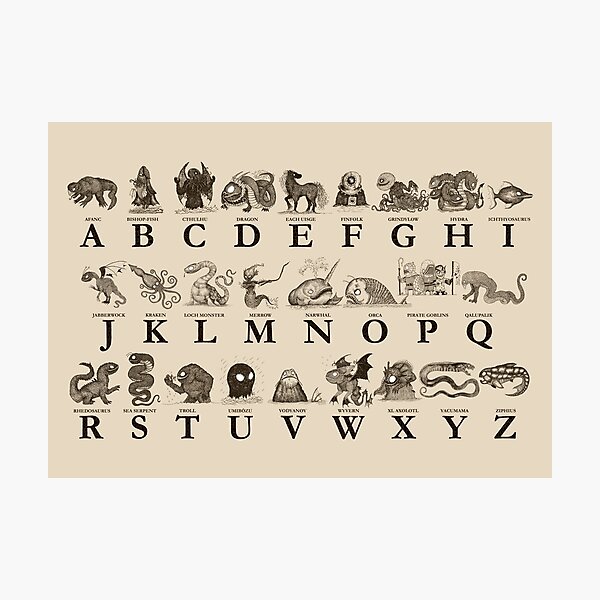 Sea Monster Alphabet Photographic Print