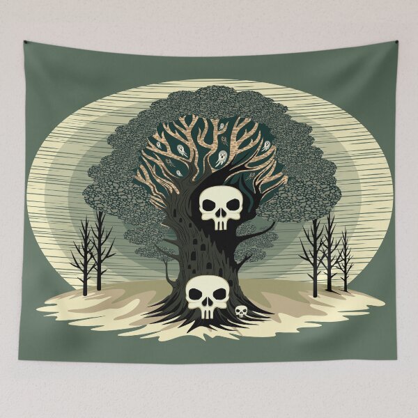 Item preview, Evil Spirits Tree with skulls and Ghosts designed and sold by BluedarkArt.