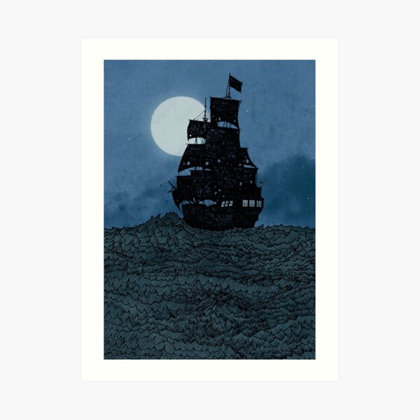 Sailing Under The Moon Art Print