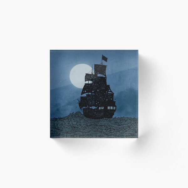 Sailing Under The Moon Acrylic Block