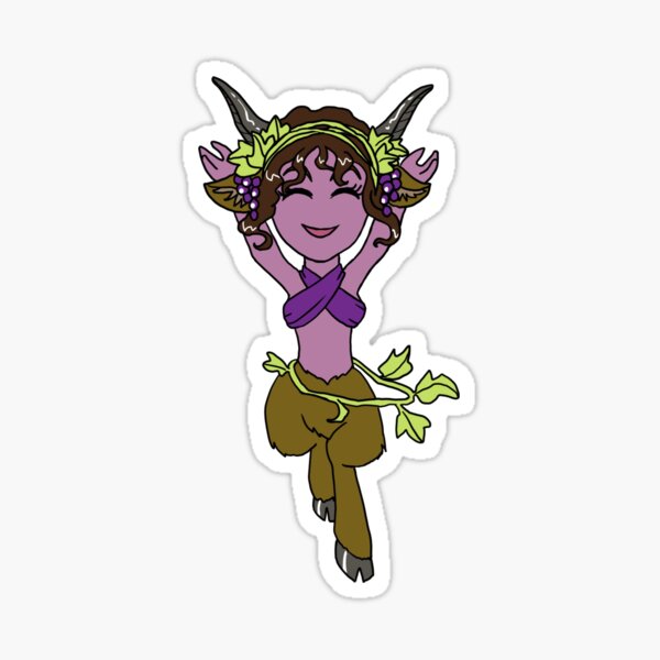 Dancing Female Satyr Playing Flute Girl CHIBI SD MONSTER GIRLS Series I Sticker