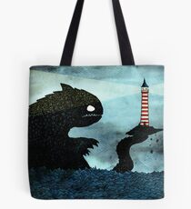 Sea monster & Lighthouse Tote Bag