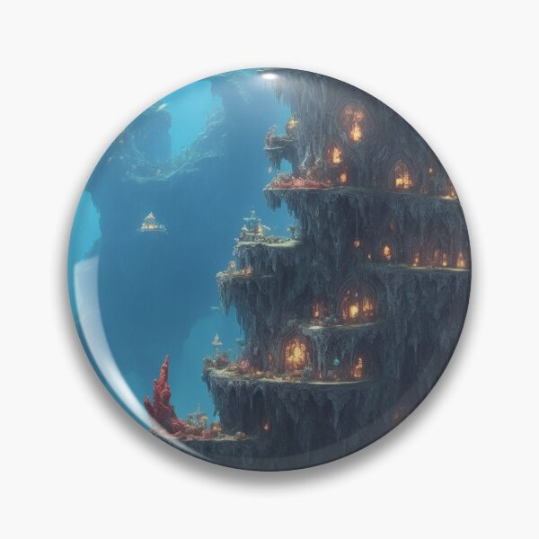 Item preview, Fantasy World Magical Aliens Underwater Caves Blue designed and sold by SassyArtistry.
