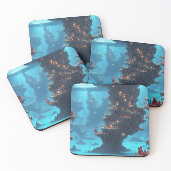 Item preview, Fantasy World Magical Aliens Underwater Caves Blue designed and sold by SassyArtistry.