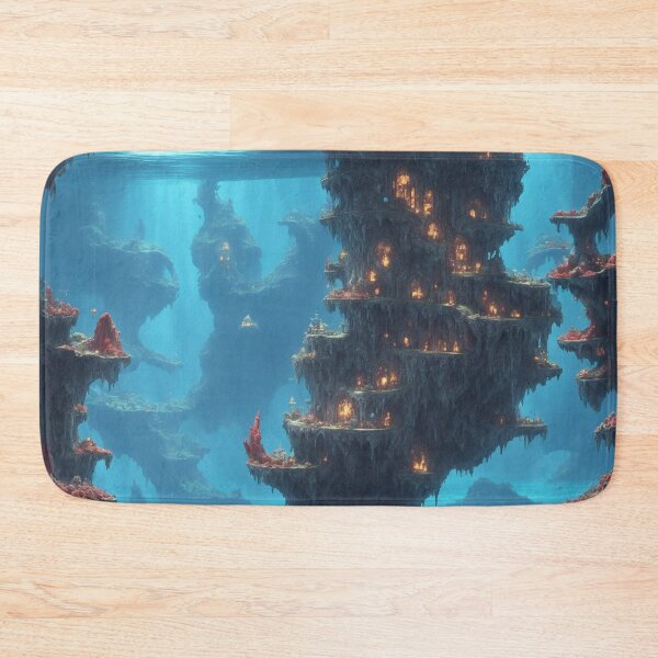 Item preview, Fantasy World Magical Aliens Underwater Caves Blue designed and sold by SassyArtistry.