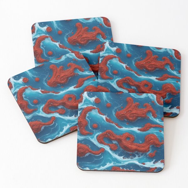 Item preview, Alien Magical World Pattern Ocean Waves Seashore Slime Blue Orange designed and sold by SassyArtistry.