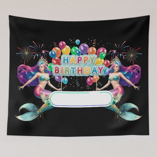 Item preview, Sirenas Merfolk Mermaid Happy Birthday Custom Banner designed and sold by SirenasWorld.