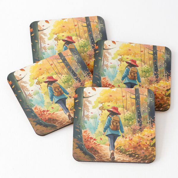 Item preview, Watercolor Autumn Hike in Forest Landscape designed and sold by Dreamscapes ..