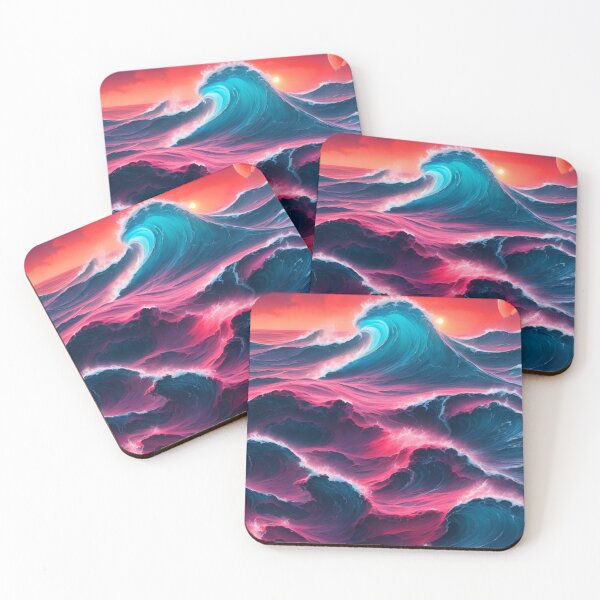 Item preview, Magical Ocean Waves Blue Red Vibrant Sea Sunset designed and sold by SassyArtistry.