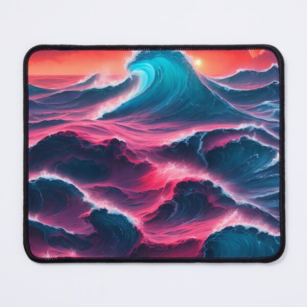 Item preview, Magical Ocean Waves Blue Red Vibrant Sea Sunset designed and sold by SassyArtistry.