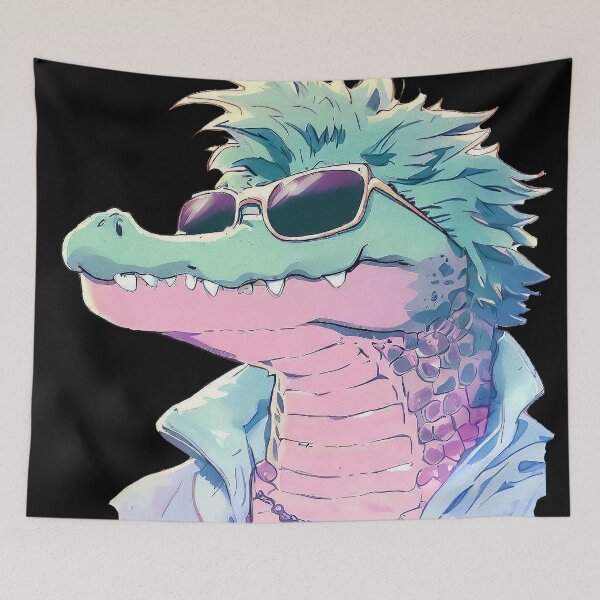 Item preview, Cool alligator wearing sunglasses pastel watercolor designed and sold by TomFrontierArt.