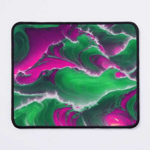 Item preview, Watercolor Sea Magical Ocean Waves Sunset Abstract Pattern Pink Green Neon designed and sold by SassyArtistry.