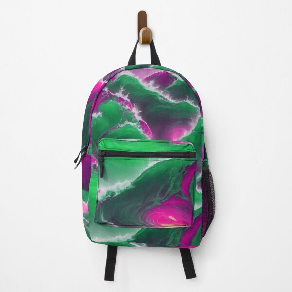 Item preview, Watercolor Sea Magical Ocean Waves Sunset Abstract Pattern Pink Green Neon designed and sold by SassyArtistry.