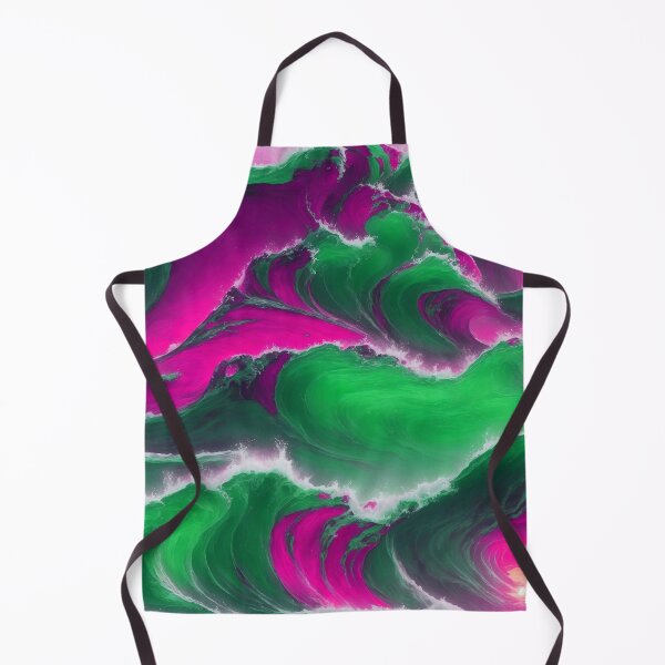 Item preview, Watercolor Sea Magical Ocean Waves Sunset Abstract Pattern Pink Green Neon designed and sold by SassyArtistry.