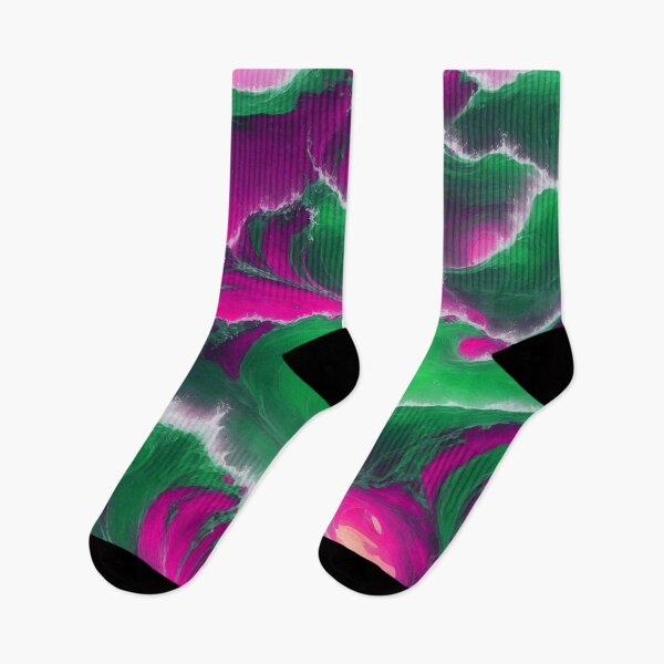 Item preview, Watercolor Sea Magical Ocean Waves Sunset Abstract Pattern Pink Green Neon designed and sold by SassyArtistry.