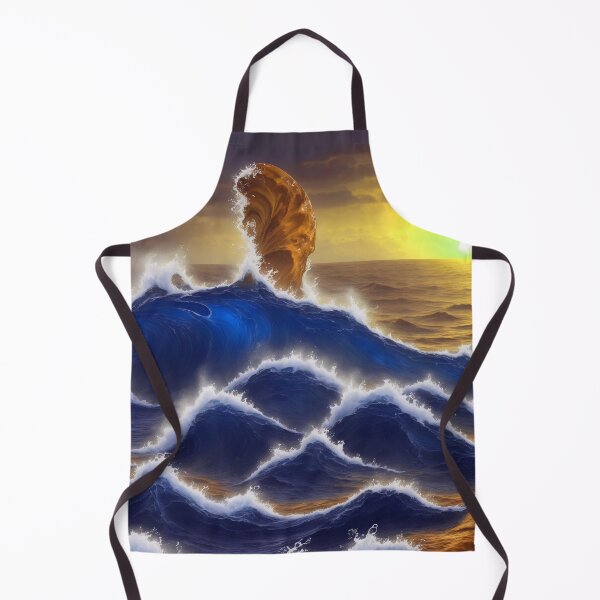 Item preview, Fantasy World Magical Ocean Waves Sunset Mushroom Blue Golden designed and sold by SassyArtistry.