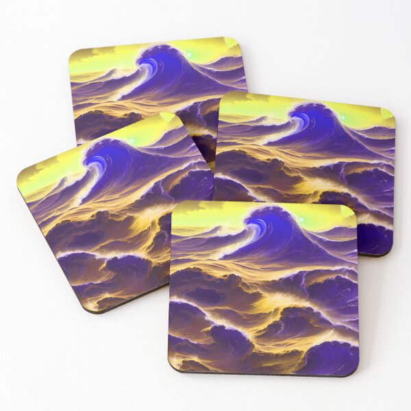 Item preview, Magical Ocean Waves Blue Golden Vibrant Sea Sunset designed and sold by SassyArtistry.