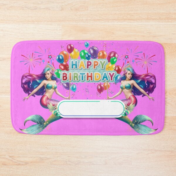 Item preview, Sirenas Merfolk Pink Mermaid Happy Birthday Custom Banner designed and sold by SirenasWorld.
