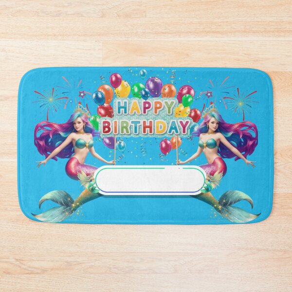 Item preview, Sirenas Merfolk Blue Mermaid Happy Birthday Custom Banner designed and sold by SirenasWorld.