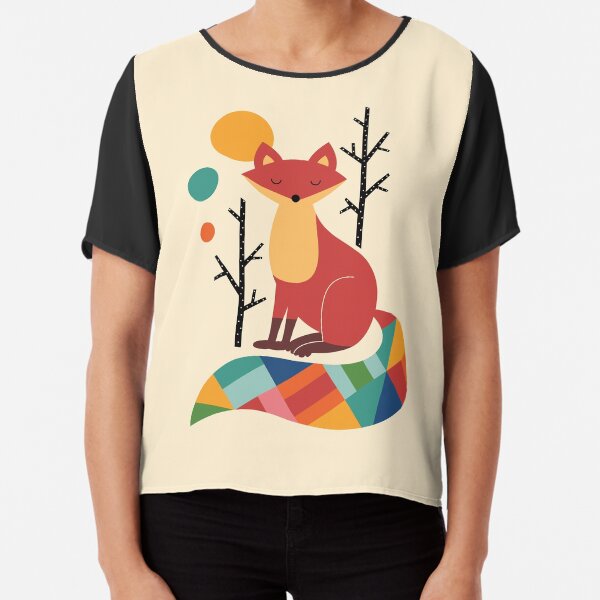 Rainbow Fox Chiffon Top