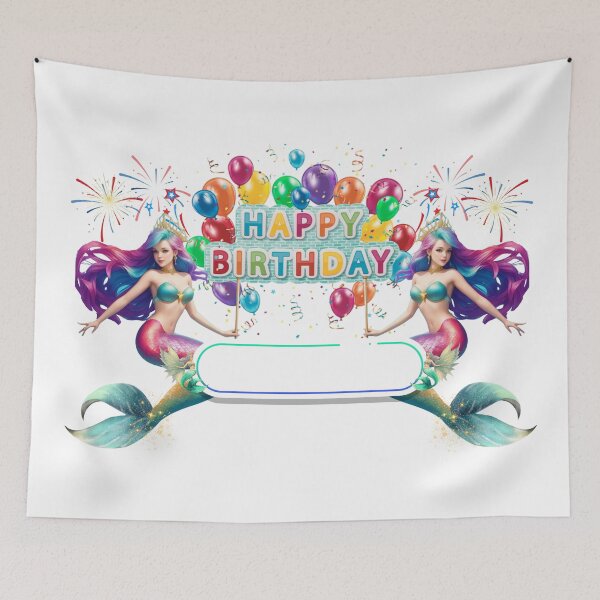Item preview, Sirenas Merfolk White Mermaid Happy Birthday Custom Banner designed and sold by SirenasWorld.