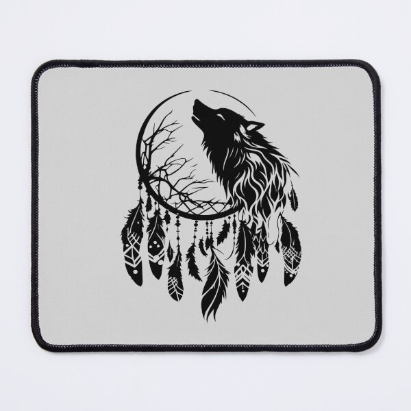 Item preview, Dream catcher, wolf, silhouette, tree, moon, nature, spirit animal, boho designed and sold by nitty-gritty.