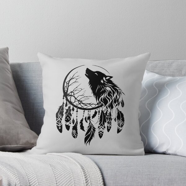 Item preview, Dream catcher, wolf, silhouette, tree, moon, nature, spirit animal, boho designed and sold by nitty-gritty.