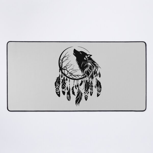 Item preview, Dream catcher, wolf, silhouette, tree, moon, nature, spirit animal, boho designed and sold by nitty-gritty.