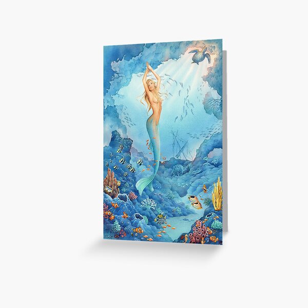 Coral, Mermaid Greeting Card