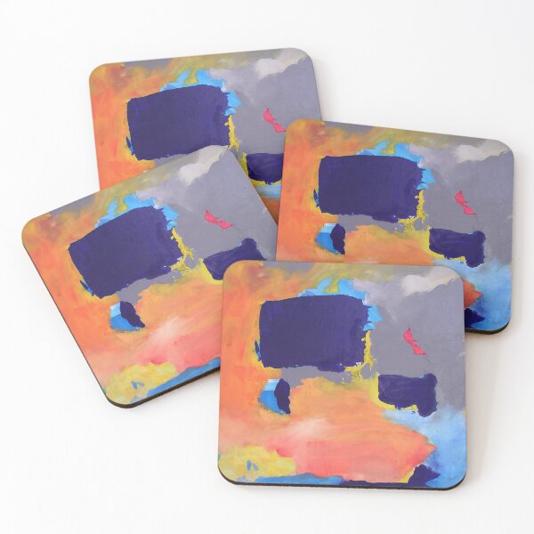 Item preview, Painting Abstract Squares Geometric Clouds Expressive Colors Orange Blue Gray Colors Effects and Textures designed and sold by WinfinityDesigns.