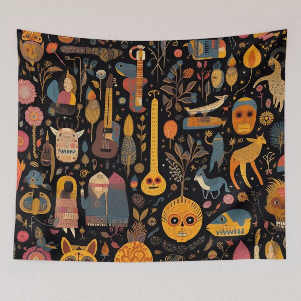 Item preview, fabric with lots of different professional tools on a dark background V3 designed and sold by neerajgenius.
