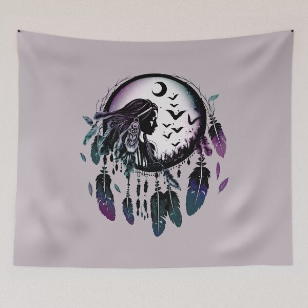 Item preview, Dream catcher, medicine woman, moon, feathers, tribal designed and sold by nitty-gritty.