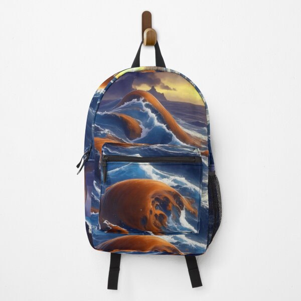Item preview, Magical Ocean Waves Blue Brown Golden Vibrant Sea Sunset Mountains designed and sold by SassyArtistry.