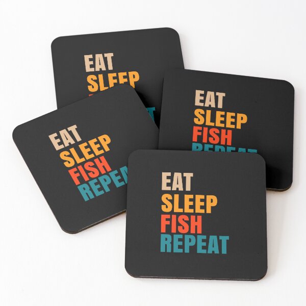 Item preview, Eat sleep fish repeat retro vintage color scheme designed and sold by scribbles-23.