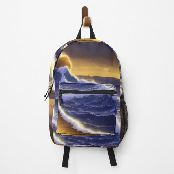 Item preview, Magical Ocean Waves Blue Brown Golden Vibrant Sea Sunset Seashore designed and sold by SassyArtistry.