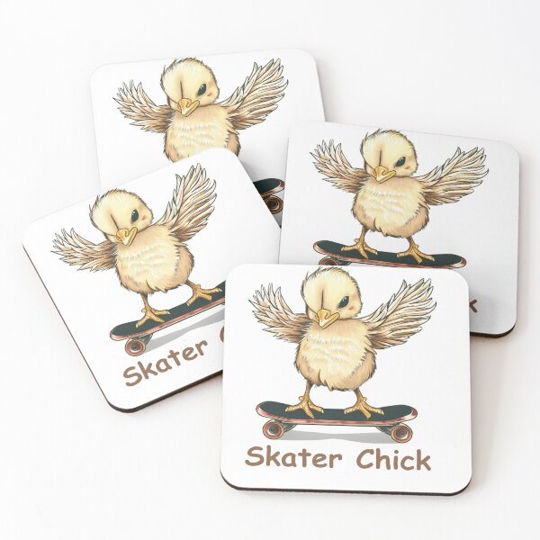 Item preview, Skater Chick - Cute Baby Chicken Skateboard Design designed and sold by SpendieSellers.
