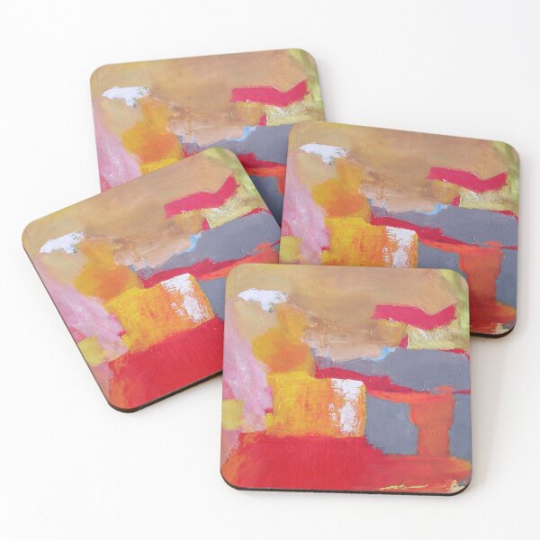 Item preview, Painting Abstract Squares Geometric Clouds Expressive Colors Red Orange Effects and Textures designed and sold by WinfinityDesigns.