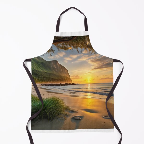 Item preview, A Picture-Perfect Summer Tableau Showcasing A Pristine Beach Framed By Lush Coastal Vegetation, Ai Generated Art designed and sold by AiGens.