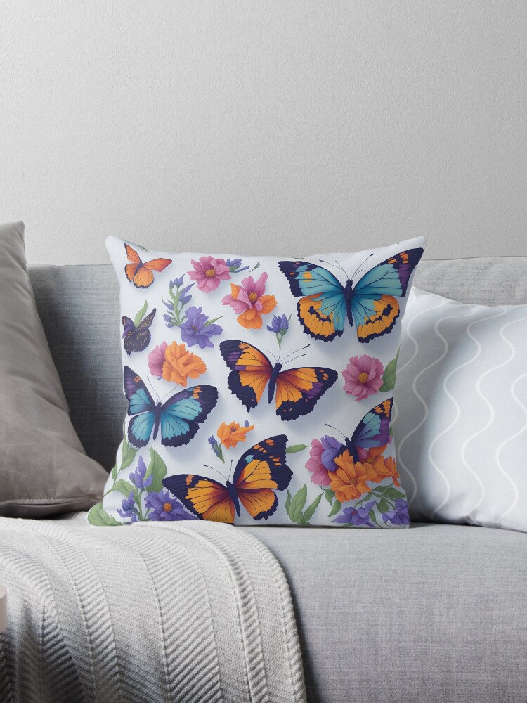 Lavender Vibrant Butterfly Small Pillow