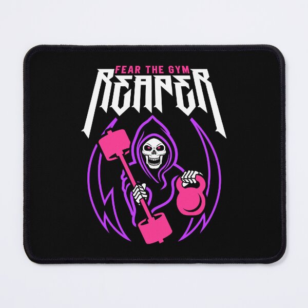 Item preview, Fear The Gym Reaper (Kettlebell & Barbell) Funny Fitness Pun designed and sold by Brogress Project.