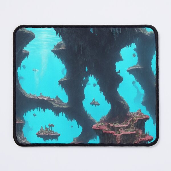 Item preview, Fantasy Atlantis World Magical Aliens Underwater Caves Blue designed and sold by SassyArtistry.