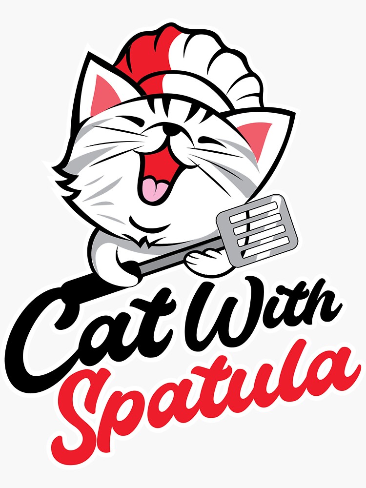 Thumbnail 3 of 3, Sticker, Cat with Spatula designed and sold by castlerandom.