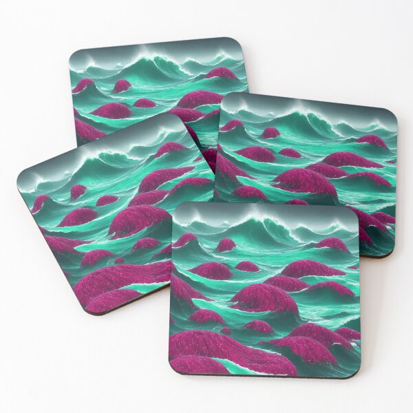 Item preview, Magical Ocean Waves Turquoise Pink Vibrant Sea Sunset Pink Fantasy designed and sold by SassyArtistry.