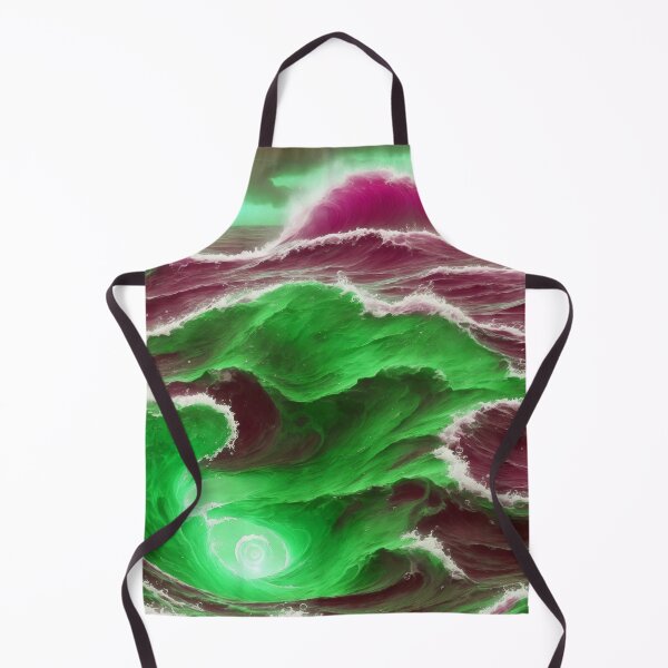Item preview, Painting Watercolor Sea Magical Ocean Waves Abstract Pattern Pink Green Neon Sunset designed and sold by SassyArtistry.