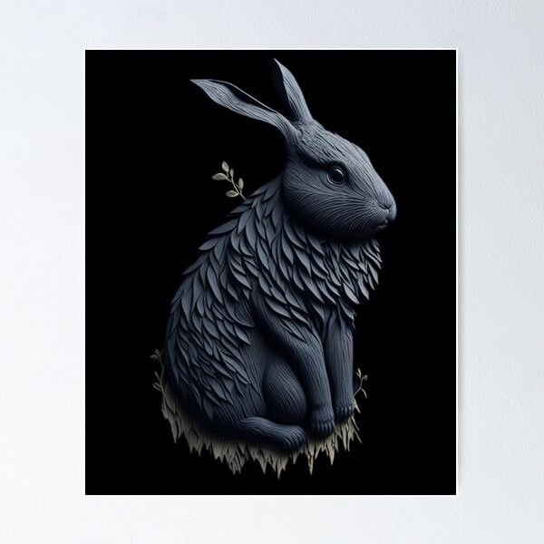 Item preview, Grey wooden rabbit designed and sold by GlunmanStore.