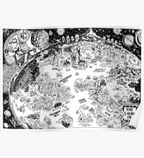 HP Lovecraft Dreamland Map Black and White High Quality Poster