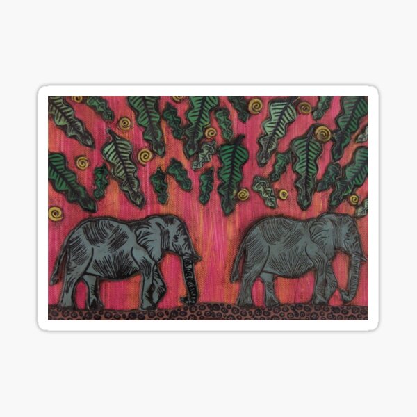 Elephants at Sunset Sticker