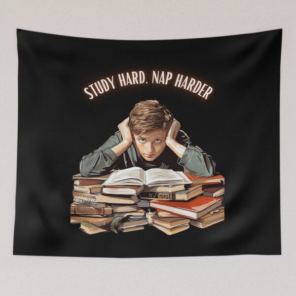 Item preview, Study hard, nap harder, book lovers, literary lovers, education designed and sold by Mateusz Majcherek.